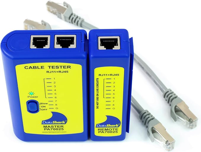 DataShark PA70025 Network Cable Tester | Cable Mapper, Check Continuity | LAN (RJ45) & Telephone (RJ11 RJ12 RJ14) | Test Patch Cords or Installed Cable Runs