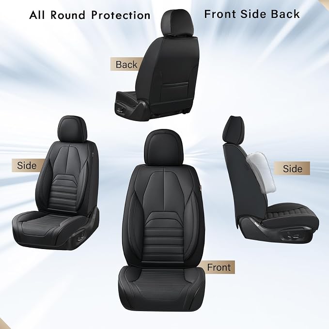 Coverado Seat Covers, Car Seat Covers Front Seats, Automotive Seat Covers, Waterproof Nappa Leather Car Seat Cover, Car Seat Cushion, Black Seat Covers Carseat Cover Universal Fit for Most Cars
