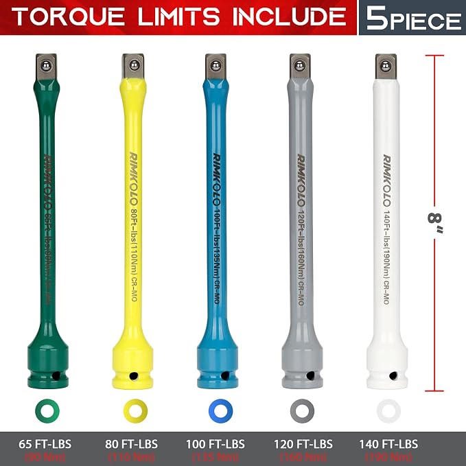 15-Piece 3/8" Drive Extra Long Torx Bit Socket Set & 5-Piece 1/2" Drive Torque Limiting Extension Bar Set