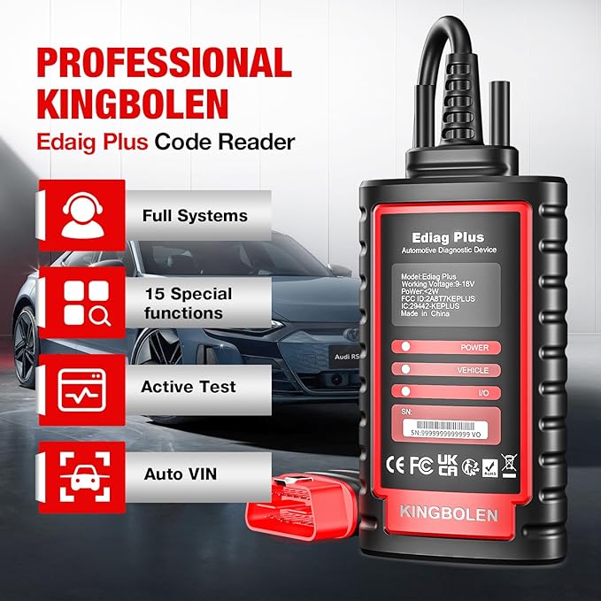 KINGBOLEN Ediag Plus Bluetooth Scanner, All System Bidirectional Test OBD2 Diagnostic Scanner for iOS & Android with CANFD Protocol, Auto VIN, 15+ Rest, 1 Year Without fee Update