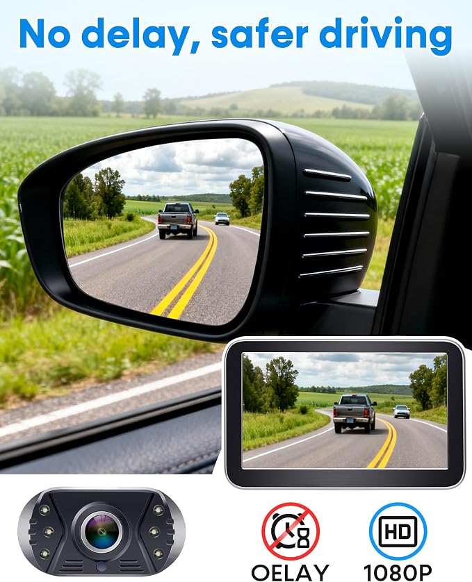 HD 1080P Backup Camera: 15-Min Easy Install 7 inch Large Screen Color Night Vision See Clearly at Night Up to 10 Meters - Reverse Camera for Trucks Cars Pickup SUVs Rear View Safety & Parking Assist