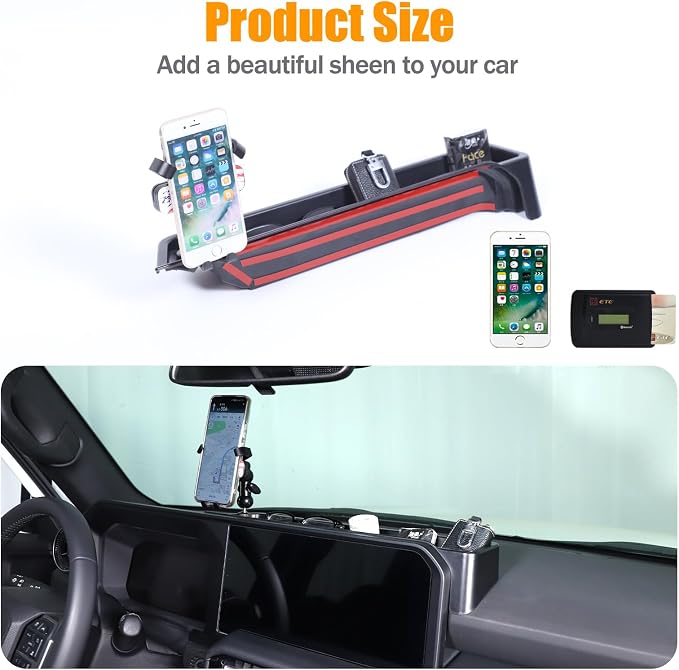 Center Console Dash Organizer Tray Compatible with Toyota Land Cruiser 250 Prado 2024 2025 2026 Navigation Screen Rear Insert Auxiliary Storage Box,Phone Holder Accessories (Style C)