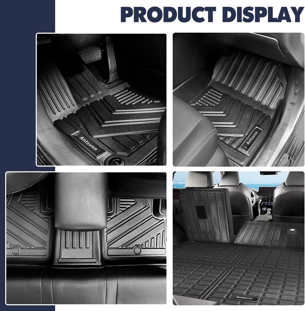 All-Weather Floor Mat Fit for 2021-2025 T-oyota Venza Backrest Mat Cargo Liner, Rear Seat Back Cargo Cover Protector Rubber Cargo Trunk Floor Mat for Toyota Venza Accessories 2021-2024 2025 (Full Set)