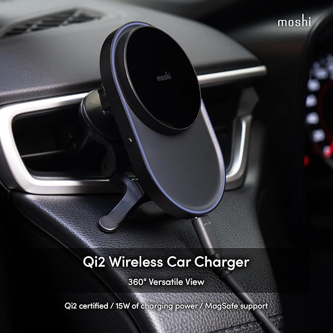 Moshi Qi2 Wireless Car Charger(15W) - Mist Black