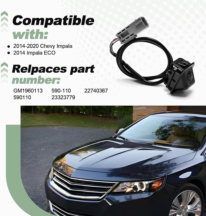 Backup Rear View Parking Camera Compatible with 2014-2020 Chevy Impala 2014 Impala ECO Replace GM1960113 590110 590-110 23323779 22740367