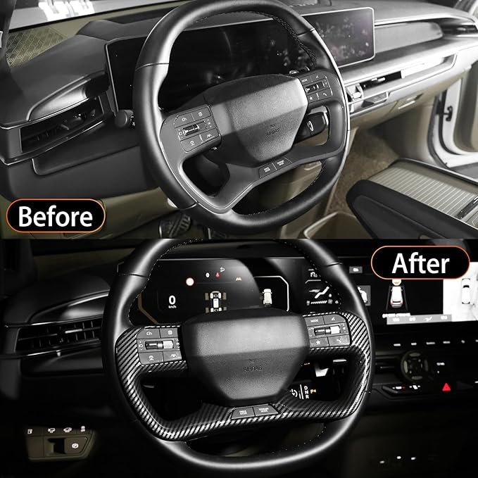 YOUTOOCAR Steering Wheel Trim Cover Compatible with Kia EV9 2024-2026 Accessories (Carbon Fiber Pattern)