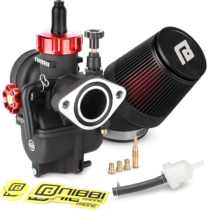 NIBBI 17mm Carburetor with CNC 48mm Air Filter kit,PE17FL Carburetor fit for 110cc Pit Bike,Upgrade for SSR110cc Apollo110cc X-PRO110cc