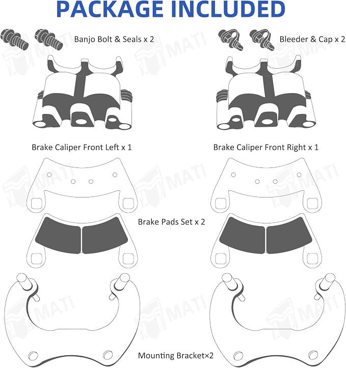 M MATI Rear Left Right Brake Calipers for Polaris RZR Turbo 19-21 RZR XP Turbo RZR XP 4 Turbo 16-21 1912480 1912478 1912479