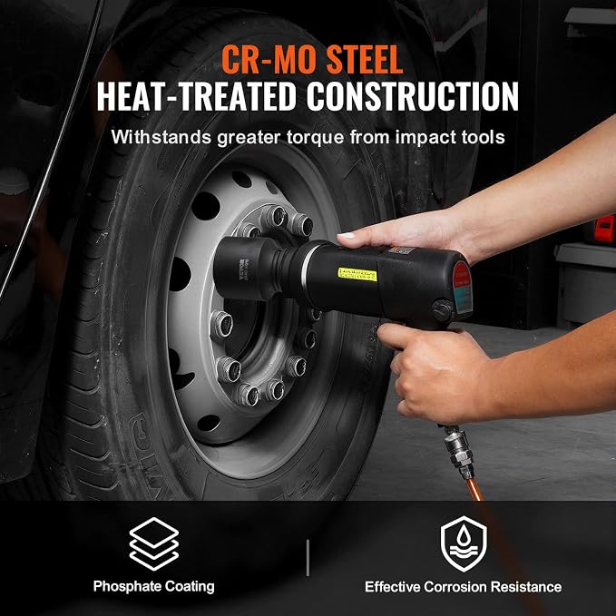VEVOR Axle Nut Impact Socket Set - 1/2" Drive 6-Point 4-Piece SAE Spindle Nut Socket CR-MO Heat Treated Large Socket Set with Storage Case for Auto Repair, Removing or Installing Axle Nuts