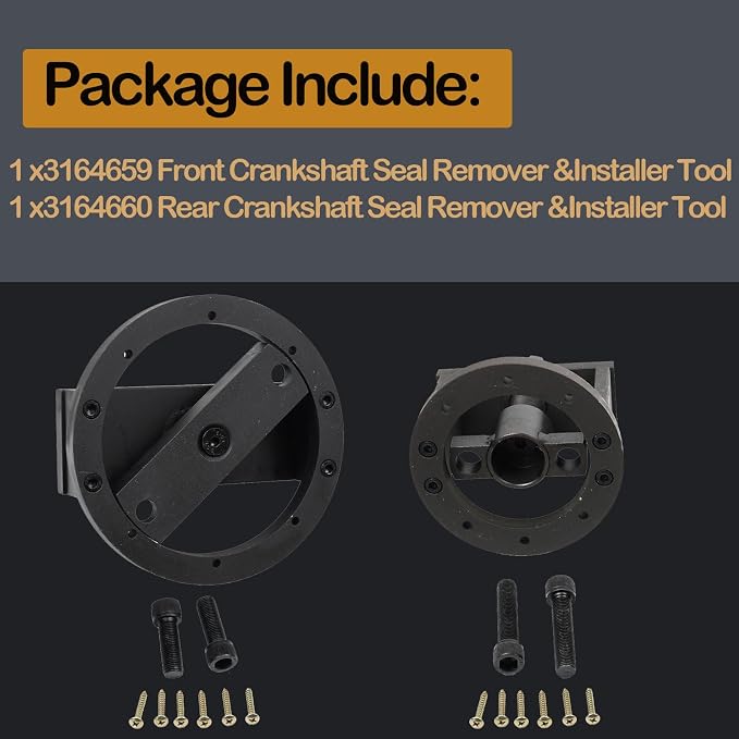 Front & Rear Crankshaft Seal Remover & Installer Tool Kit, 3164659 3164660 Compatible with Cummins 1989-2016 4BT 3.9L B Series 5.9L ISB 5.9L 6.7L QSB 5.9L 6.7L,Compatible with Paccar Engines PX-6