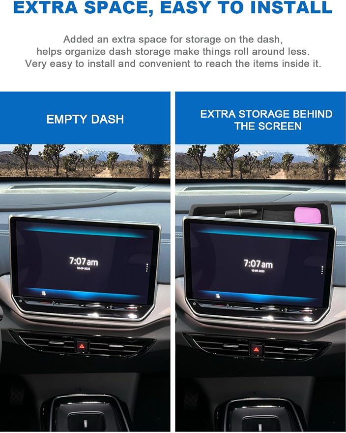 CDEFG for 2025 2026 VW ID.4 Center Console Organizer Dashboard Storage Tray 12.9-Inch Touchscreen for 2025 2026 VW Volkswagen ID.4 Accessories Dash Organizer 12.9" Behind-Screen Tray