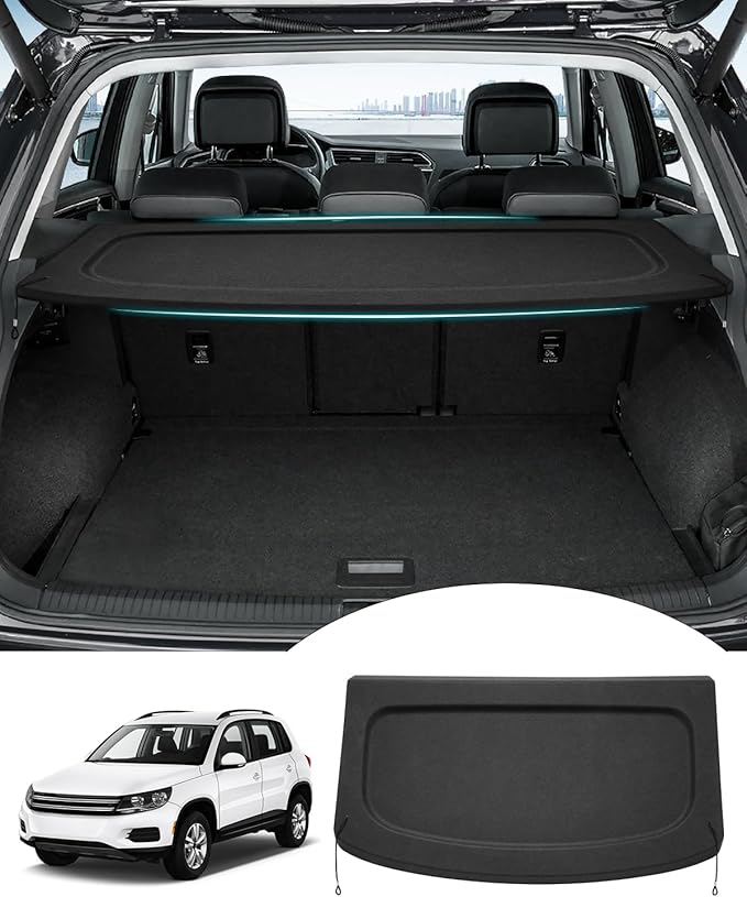 Powerty Cargo Cover for 2009-2016 2017 Volkswagen VW Tiguan Accessories Trunk Cover Trunk Shielding Shade Cargo Luggage Cover Black (Can Withstand The Load)