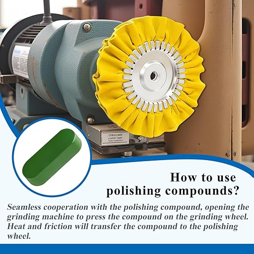 Tnisesm 10Pcs 8" Airway Buffing Wheel, Aluminum Polishing Kit in Diameter 5/8 inch Arbor Hole, Metal Polishing Wheel for Angle Grinder