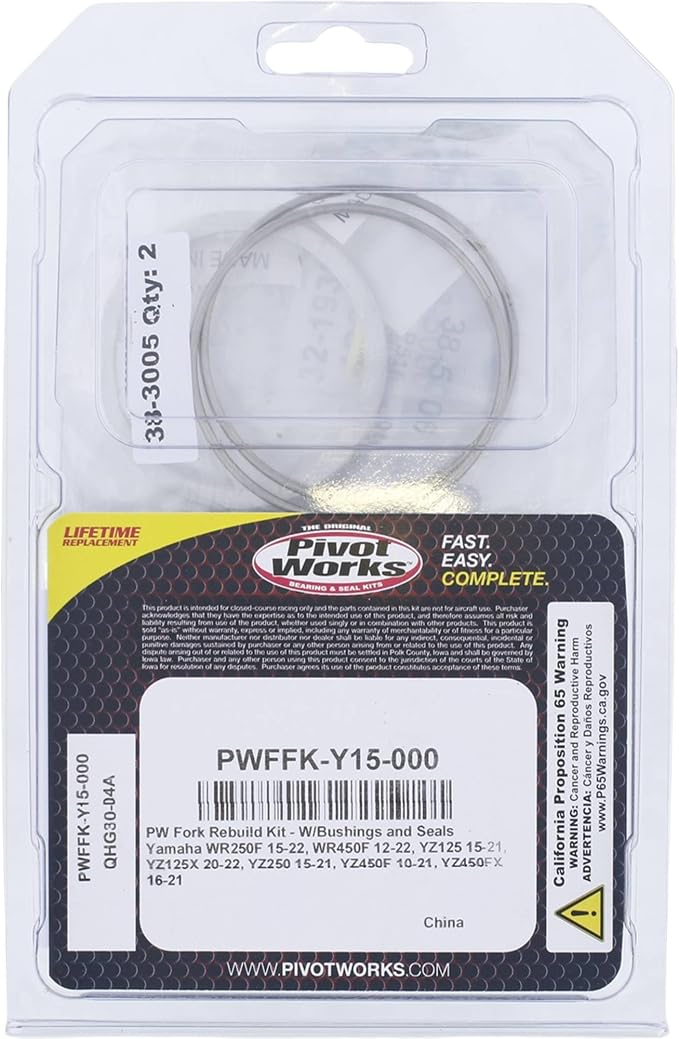 Pivot Works Fork Rebuild Kit PWFFK-Y15-000 Compatible With/Replacement For Yamaha WR250F 2015-2018, WR450F 2012-2018, YZ125 2015-2018, YZ250 2015-2018, YZ450F 2010-2018