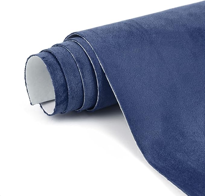 Premium Blue Suede Fabric Wrap - 12x48 inch Suede Wrap for Car Interior - Self-Adhesive Microfiber and Synthetic Leather, Stretchable Interior Film for Car and Home Decor
