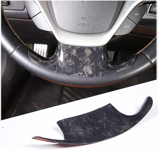 Steering Wheel Cover Trim Real Carbon Fiber 1PCS Compatible with Corvette C7 Z06 Z51 ZR1 Stingray 2014 2015 2016 2017 2018 2019 (Forged Grain Pattern)