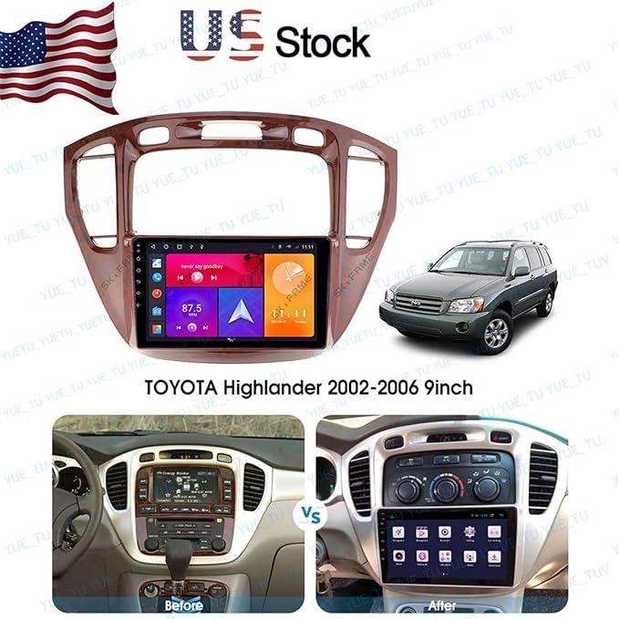 9inch 2DIN Installation Dash Kit fits for Toyota Highlander 2001-2007 Aftermarket Android Car Radio Stereo Mounting Fascia Panel