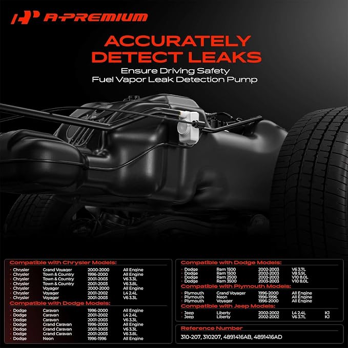 A-Premium Fuel Vapor Leak Detection Pump Compatible with Dodge & Chrysler | for Grand Caravan, Ram 1500 2500 3500, Caravan, Neon & Town & Country, Grand Voyager & Jeep Liberty & Plymouth Voyager, Neon