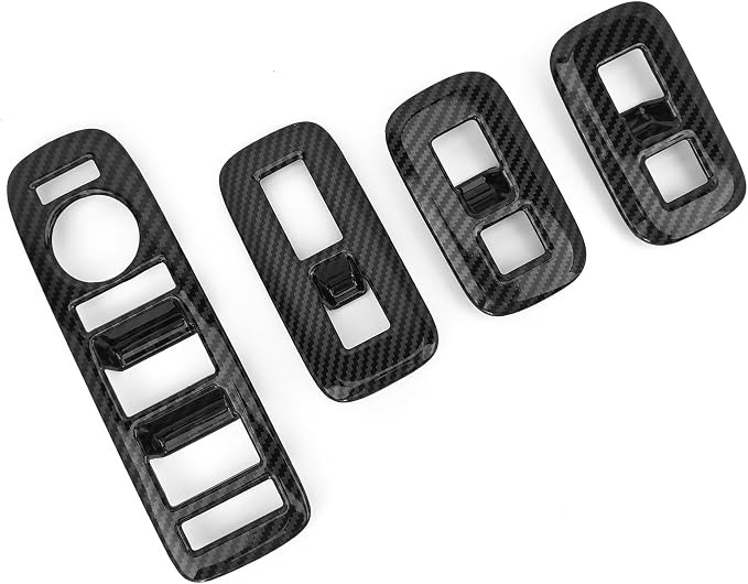 4Pcs Carbon Fiber Style Door Lock Glass Control Button Panel Cover Window Lift Switch Panel Trim Compatible with Hyundai Santa Fe 2024-2026 MX5 Accessories (Carbon Fiber Style)