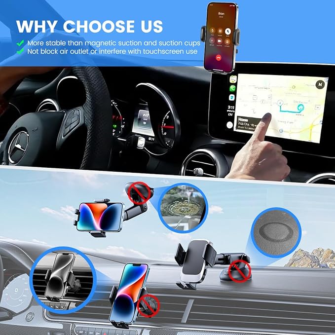 Car Phone Holder Compatible with Mercedes-Benz GLC-Class 2016-2019/C-Class 2015-2018 Accessories 7-Inch Screen Fixed Clip, Cell Phone Mount with Dash Tray Organizer Hands-Free 360° Rotation