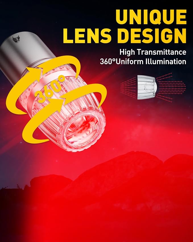 AUXITO Latest 1157 LED Bulb Red Brake Lights Tail Lights, 700% Brighter 2057 2357 7528 BAY15D LED Bulbs with Projector for Stop Third Brake Backup Tail Turn Signal DRL Maker Light, Pack of 2