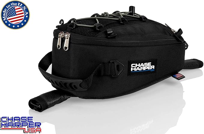 Chase Harper USA 450 Strap Mount Tank Bag - Water-Resistant, Tear-Resistant, Industrial Grade Ballistic Nylon with Anti-Scratch Rubberized Polymer Bottom, Adjustable Strap Mounting