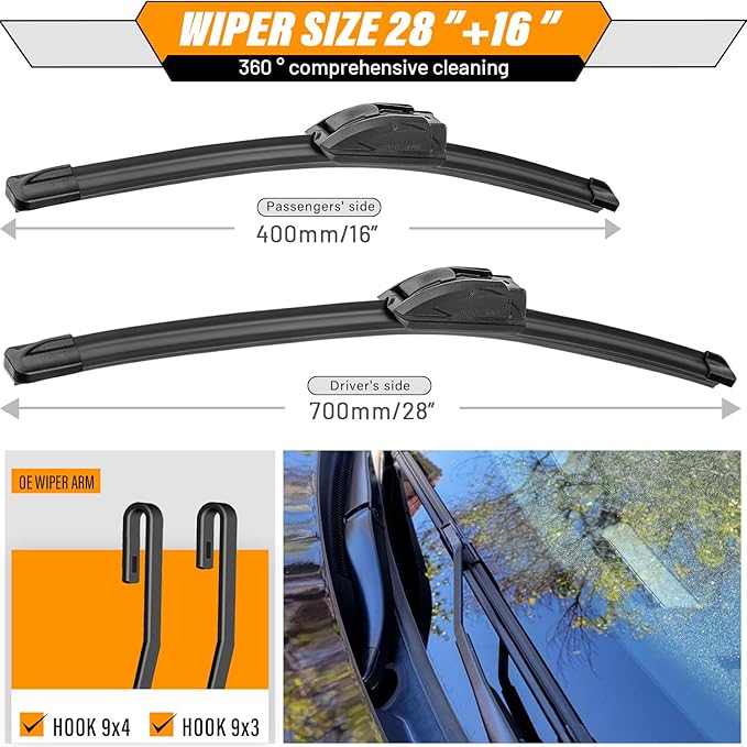 AUTOBOO 28"+16" Windshield Wipers Replacement for Nissan Altima 2018-2013 Maxima 2019-2017 -Original Factory Quality (Pack of 2)