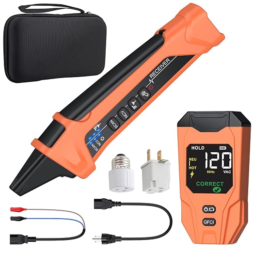 Circuit Breaker Finder with LCD Display, GFCI Outlet Tester, Rechargeable Electrical Circuit Tracer Tool with NCV Test and Flashlight for Electrical System and Installation Applications