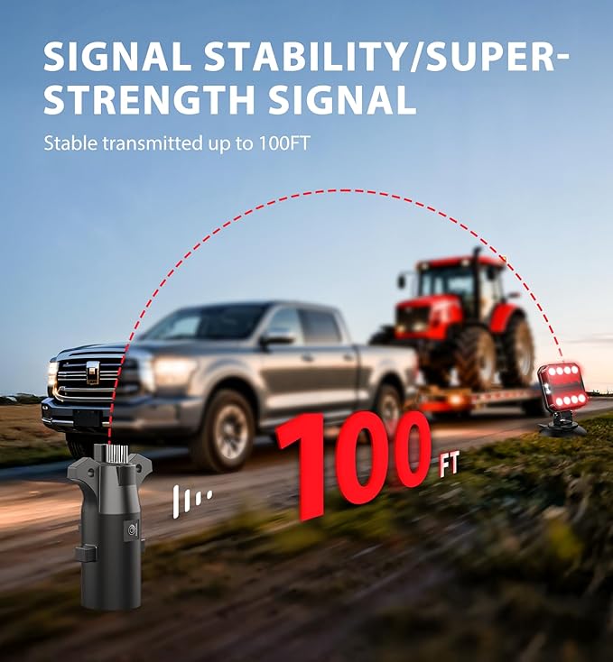 Wireless Bluetooth Magnetic Trailer Lights, Fast Charging LED Trailer Light Kits, IP65 Waterproof10H Battery 100FT Range for Trailer,Truck, RV, Camper,Boat – Brake,Turn,Reverse & Hazard Safety Lights
