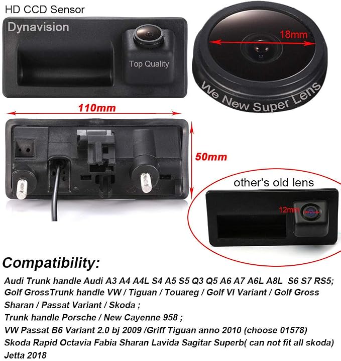 Super Starlight pro HD Car Reversing System Parking Assistance -Trunk Handle Reversing Camera, for Audi A4 B8 VW Tiguan 5N Facelift Golf VI Passat 3c,B7 Sharan Touareg Lavida Sagitar T5