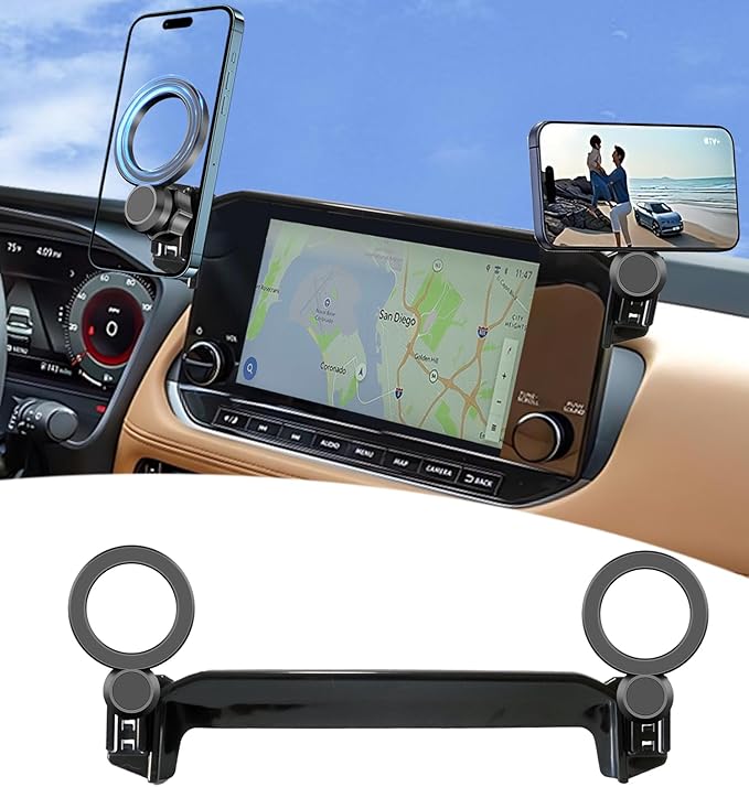 Magnetic Car Phone Mount for 2021 2022 2023 Nissan Rogue Accessories, for MagSafe Strong Magnets Cell Phone Holder 9-Inch Screen Cradles, with Portable Phone Gripper 360° Rotation