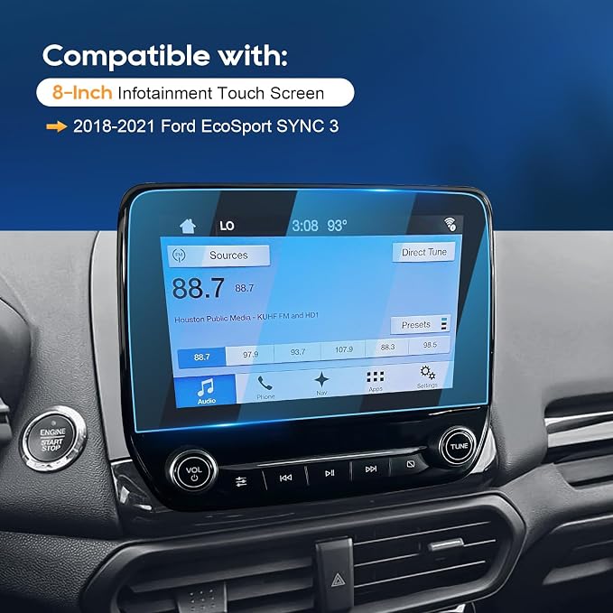 LFOTPP Screen Protector compatible with 2018-2020 2021 Ford EcoSport SYNC 3 8 Inch Tempered Glass 2018-2021 Ford EcoSport Accessories [9H] Infotainment System Screen Center Touchscreen Anti Scratch