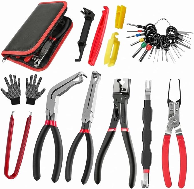 Electrical Disconnect Pliers Set, Automotive Connector & Terminal Removal Tool Kit with Trim Pry Tools & Storage Bag