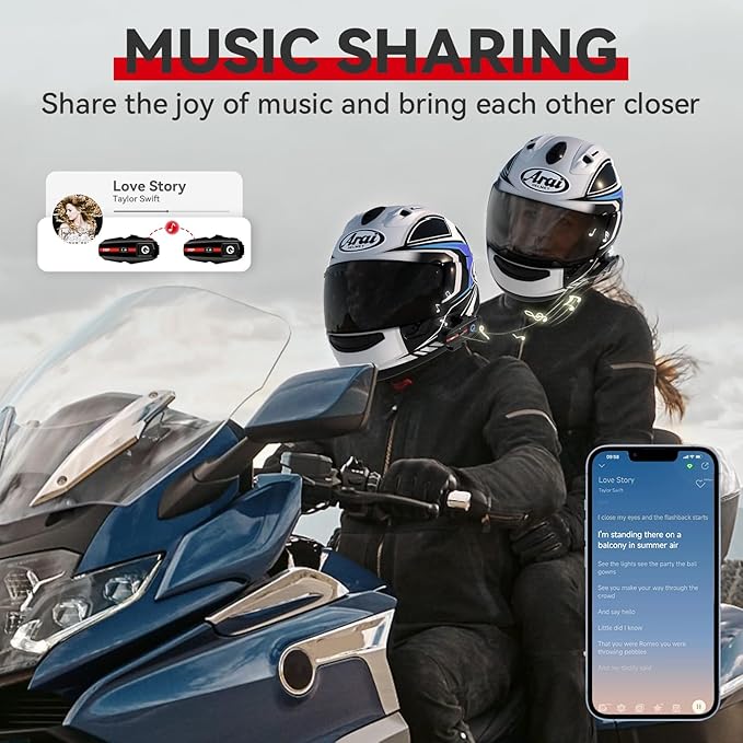XGP Motorcycle Helmet Bluetooth Headset Intercom Communication Systems, 2 Riders Music Sharing/IP67 Waterproof/Audio Muiltitasking, Fit for ATV/Snowmobile, 2 Pack