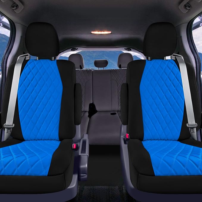 FH Group Custom Fit Car Seat Covers Specifically Made for Toyota Sienna 2021-2024, Blue Ultraflex Neoprene 2nd Row Set Automotive Seat Covers, 7 Seater SUV Seat Covers, Toyota Accessories