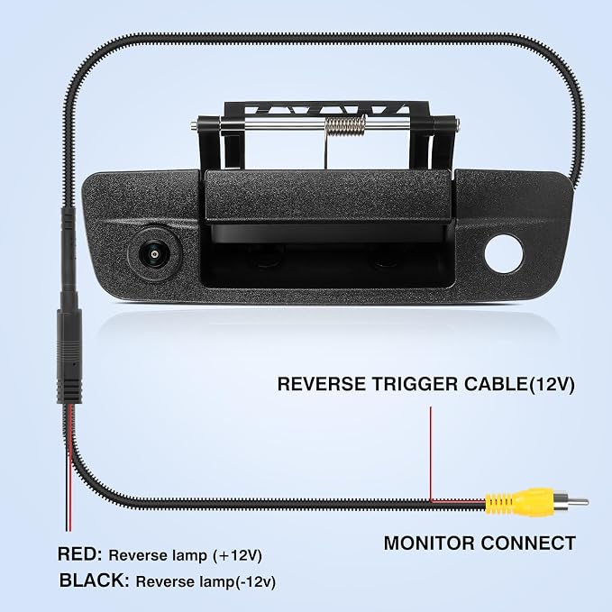 Tailgate Handle Backup Camera Fit for Dodge RAM 1500 2009-2017,Fit for Dodge RAM 2500 3500 2010-2017 Tailgate Reversing Rear View Park Assist Camera RCA Plug Replaces 68084284AB