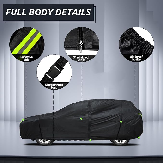 6 Layers Car Cover Waterproof All Weather for Automobiles, SUV Size A6 Universal Fit for Toyota RAV4 /4Runner, Honda CRV, Hyundai Santa Fe, Nissan Rogue, Audi Q5 (182-190 inch)