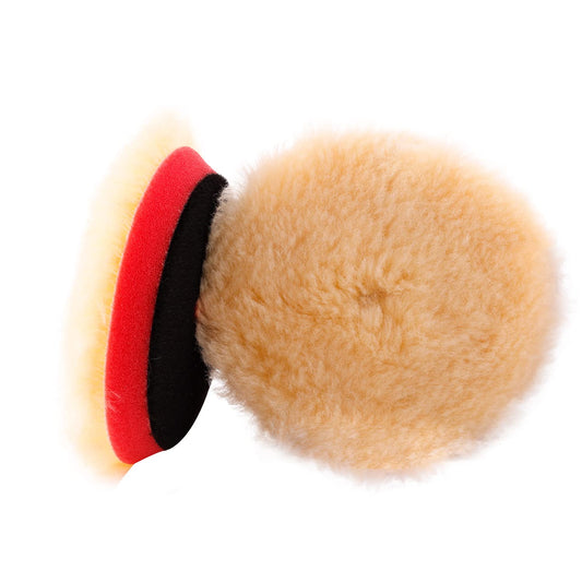 SPTA Wool Polishing Pads, 2Pcs 3 Inch (76mm) Wool Cutting Pad, Yellow Wool Buffing and Polishing Pad Set, Wool Buffing Wheel for Medium Cut for 3 Inch Car Polisher Polishing, Buffing and Cutting