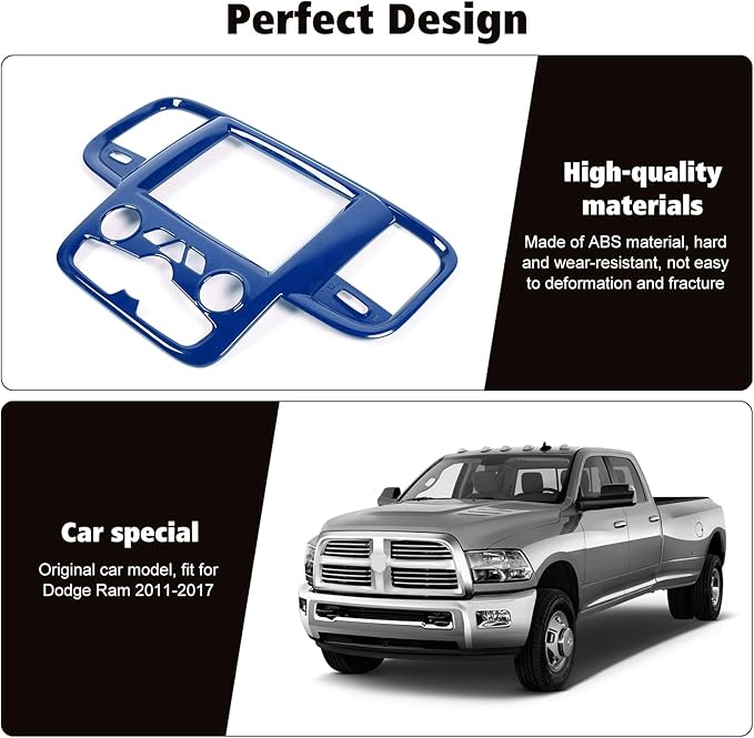 RT-TCZ Center Console Navigation GPS Panel Trim Cover Decoration Sticker Interior Accessories for Dodge Ram 2011-2017 (Blue)