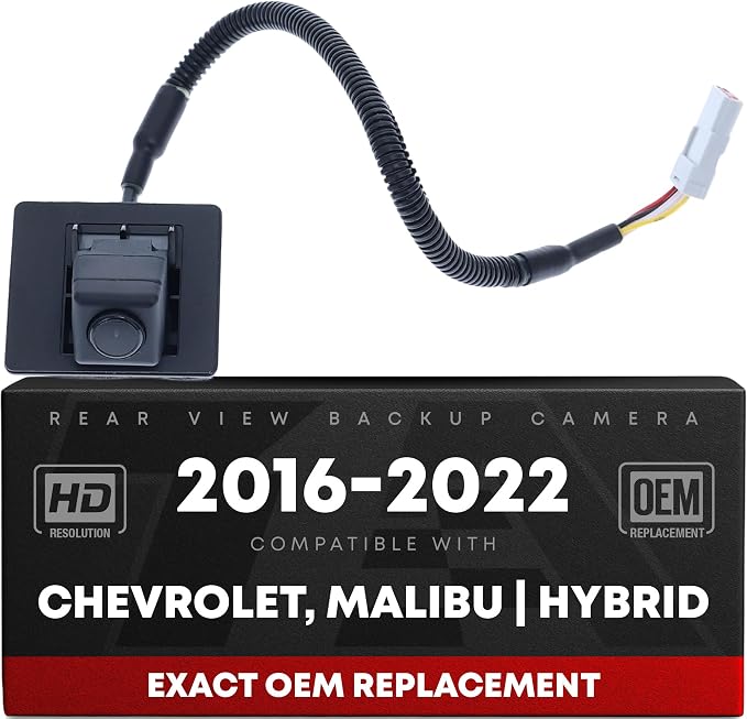 Rear View Backup Camera, Reverse Park Assist - Compatible with 2016-2022 Chevrolet Malibu, 2016-2020 Chevrolet Malibu Hybrid - Without HD Rear Vision - OEM 23334180, 590-116, GM1960129