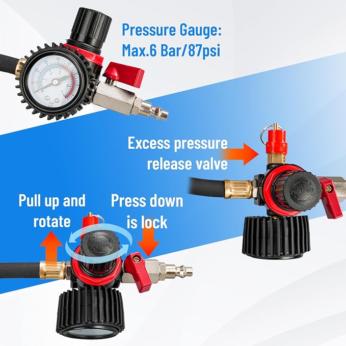 Turbo System Leakage Tester 1-3/8" to 3-1/2", Turbo Pressure Leakage Tester for Cooling Emissions Exhaust Pipes,Turbo Boost Leak Tester Set,1/4'' US Air Fitting