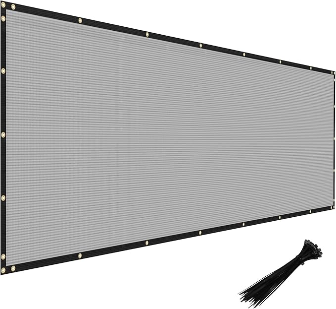Windscreen4less Privacy Fence Screen Heavy Duty Windscreen Fencing Mesh Fabric Shade Net Cover with Brass Grommtes for Outdoor Wall Garden Yard Pool Deck, 8'x111' Light Gray