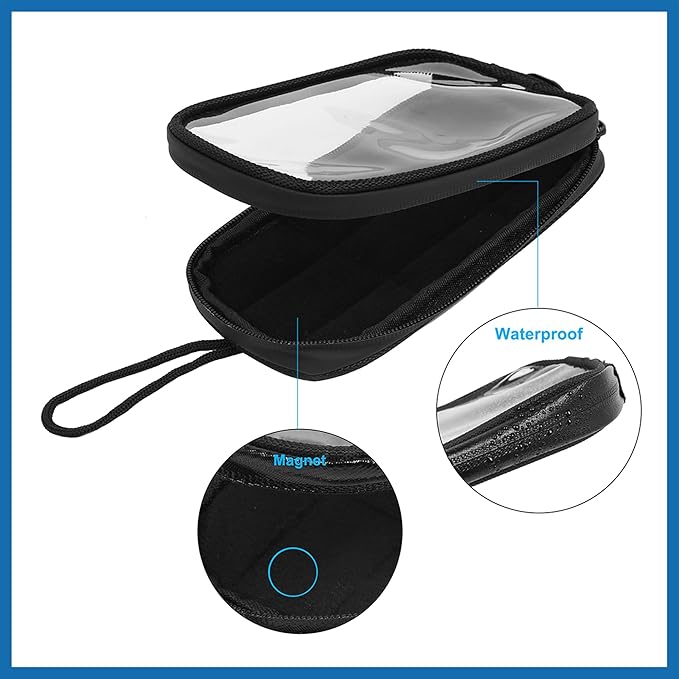 Universal 7'' Magnetic Tank Bag with Headphone Hole PU Leather Waterproof Motorbike Saddlebag for Motorcycle Item Replacement