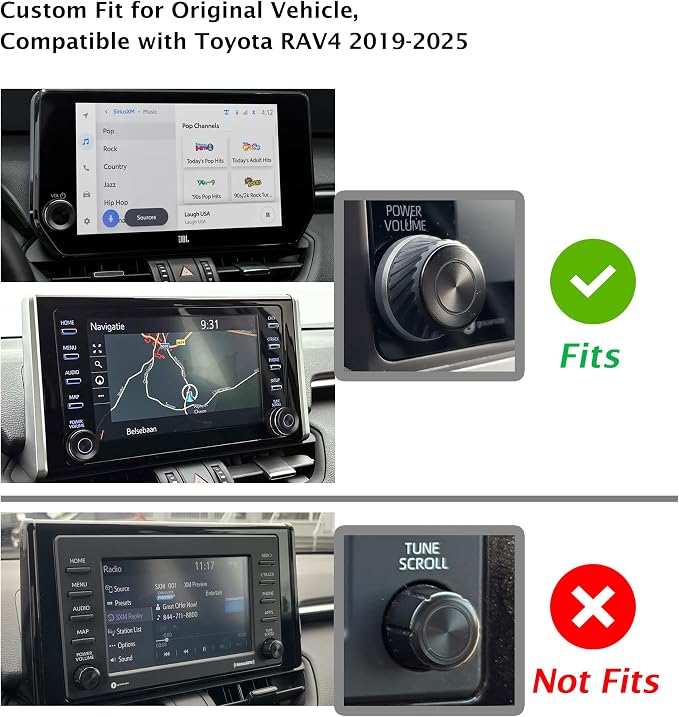 for Toyota RAV4 Hybrid/Plug-in Hybrid Accessories 2019 2020 2021 2022 2023 2024 2025, 7-Piece Aluminum Alloy Knob Cover Trim Kit - Push Start Button, AC, Volume & Drive Mode (Blue)