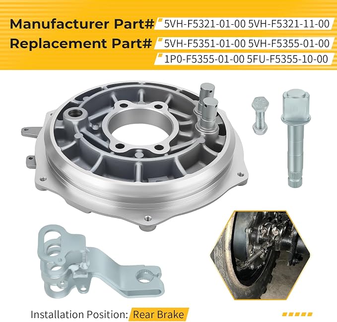 M MATI Rear Brake Panel Plate & Camshaft Kit for Yamaha W-olverine 350 Big B-ear 400 250 2005-2009 Kodiak 400 Bruin 250 350 2003-2006 Grizzly 350 2007-2014 5VH-F5321-01-00 5VH-F5321-11-00
