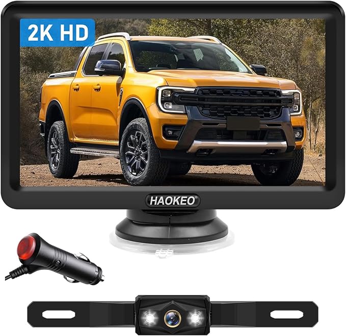 Wired Backup Camera for Truck 7 Inch Monitor Kit Easy to Install in 15 Minutes Starlight Night Vision for Backing Up, HD 2K Rear View Camera with Monitor for Cars Trucks SUVs