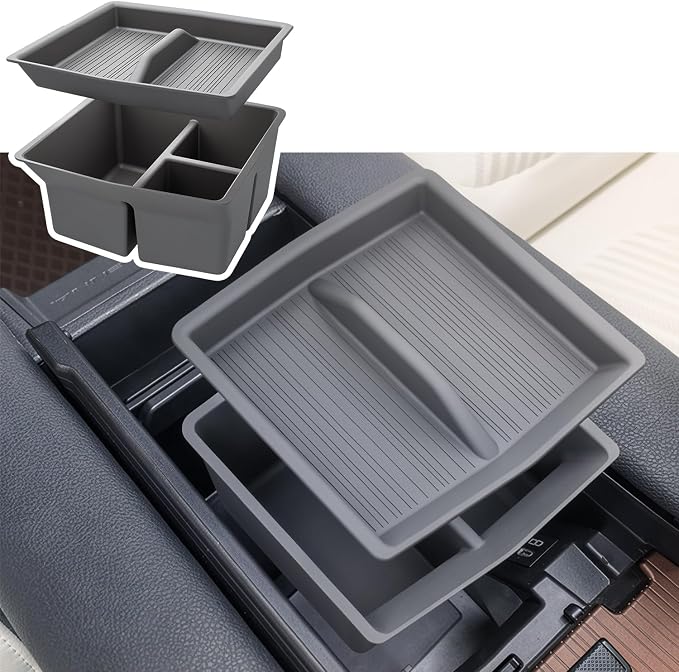 Center Console Organizer for Toyota Sienna 2021-2026 [lid + box Double-Layer Storage] Silicone material for Sienna Interior Accessories