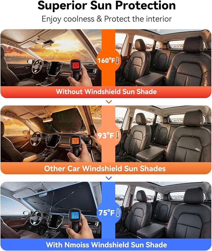 Nmoiss [Vinyl Coating Heat Shield] Windshield Sun Shade Umbrella Custom for Subaru Forester, Protect Car from Sun Rays & Heat Damage Keep Cool and Protect Interior