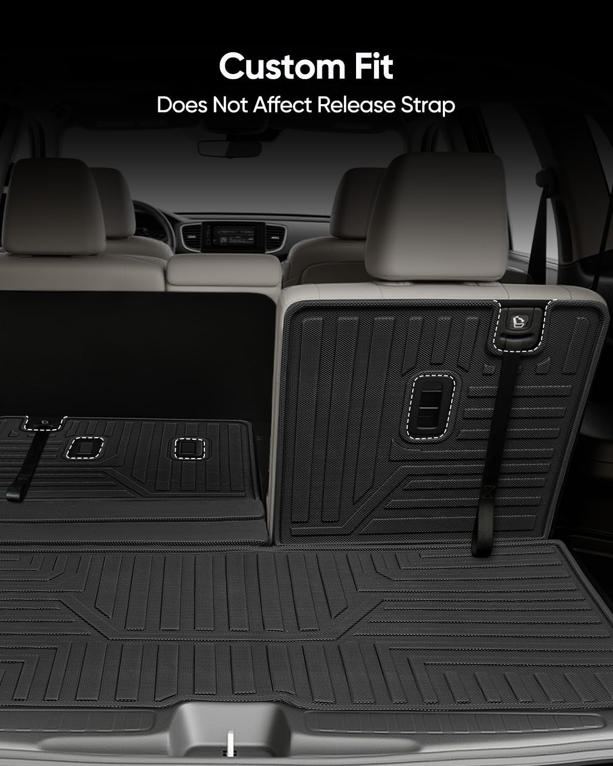 Car Floor Mats for Honda Pilot 2016-2022 8 Seats (No Elite Models), Accessories for Honda Pilot 2016-2022, All Weather Black Rubber Liners for Cars, Custom Fit Trunk Mat Back Seat Cover, 4PCS