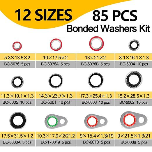 265 Pcs AC O Ring & Gasket Seal Kit for R134a - Durable A/C Compressor Port Seal Washer Kit with Line Seals, Bonded Washers, Condenser & Hose Gaskets for Long-Lasting Performance